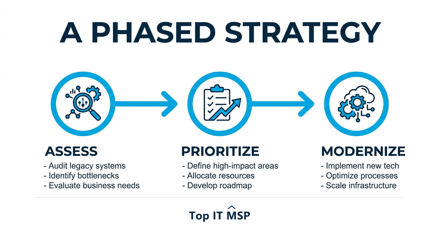 A modernization strategy: assess, prioritize, modernize in phases
