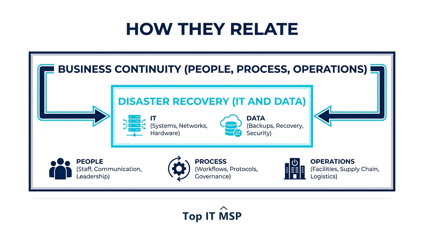 Disaster recovery is one part of the broader business continuity discipline