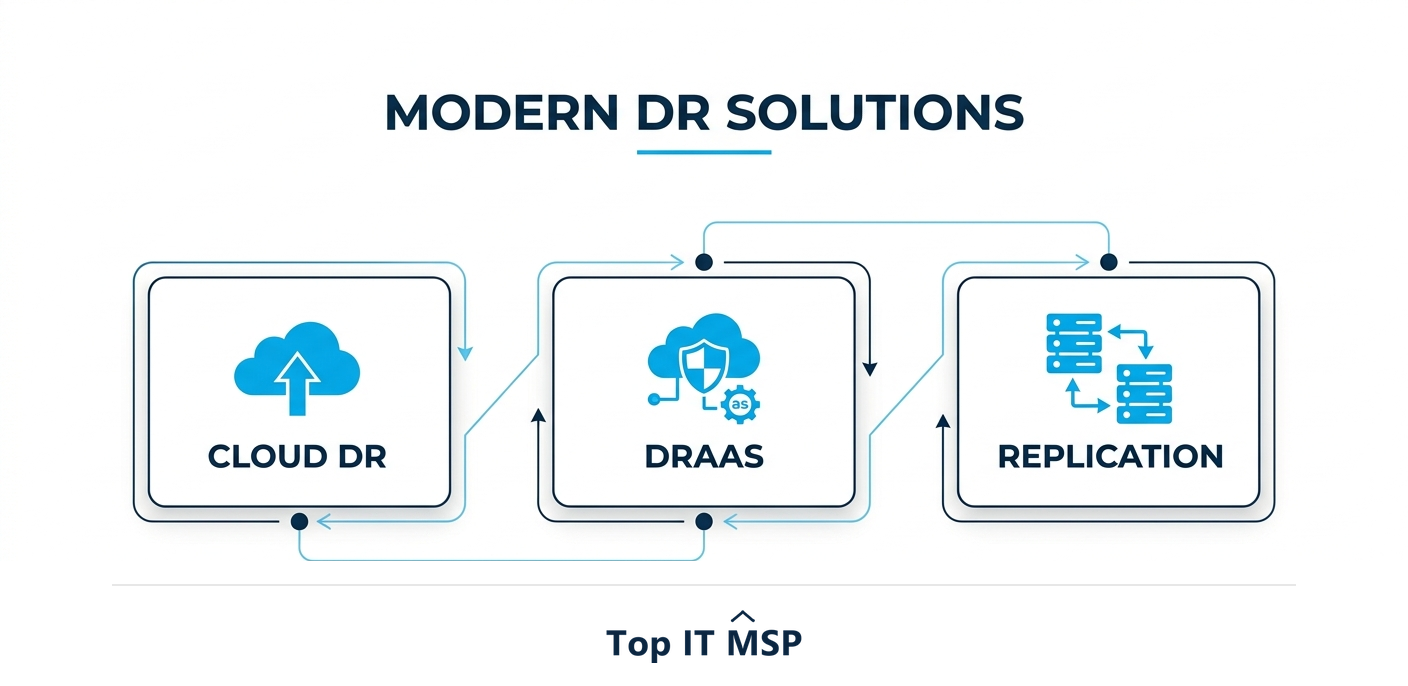 Modern disaster recovery solutions: cloud DR, DRaaS, replication