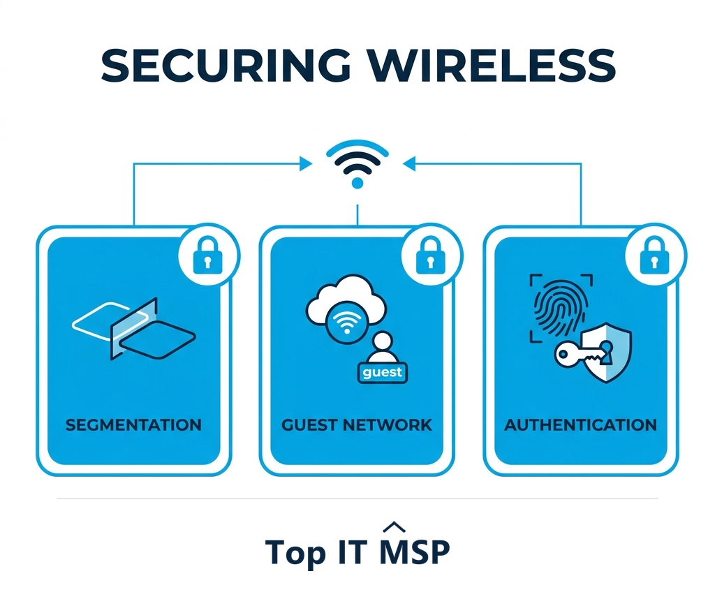 Securing business WiFi: segmentation, guest network, strong authentication
