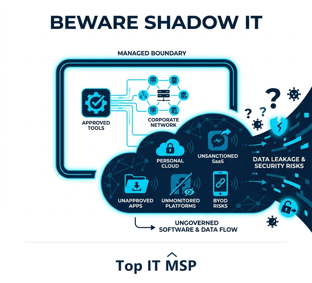 Shadow IT is unapproved software bought outside the process