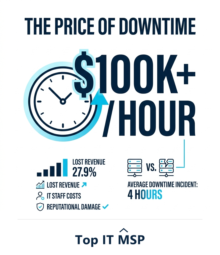 An hour of downtime costs most organizations more than 100,000 dollars