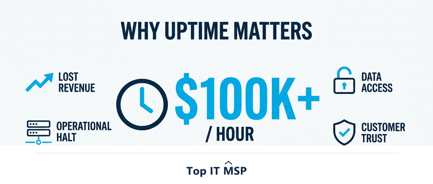 An hour of downtime costs most organizations more than 100,000 dollars